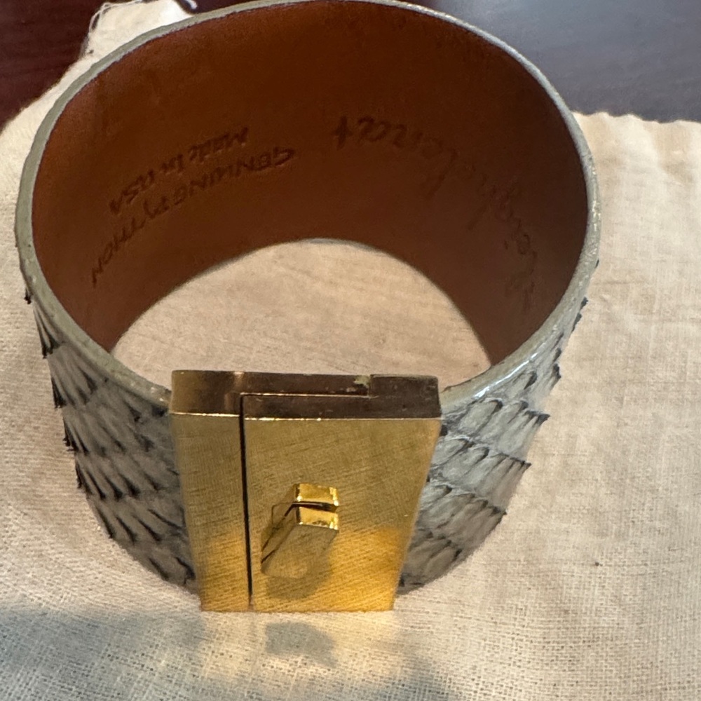 Gold and Genine Python Textured Bracelet. Leighelena